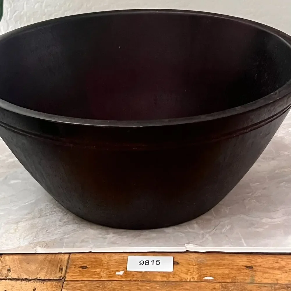 Vintage Clay Art Dark Wood Salad Bowl 15.5
